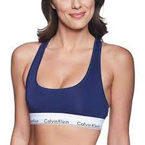 Calvin Klein Modern Cotton Bralette Waistband F3785 Blue/White Medium NEW - Picture 1 of 3